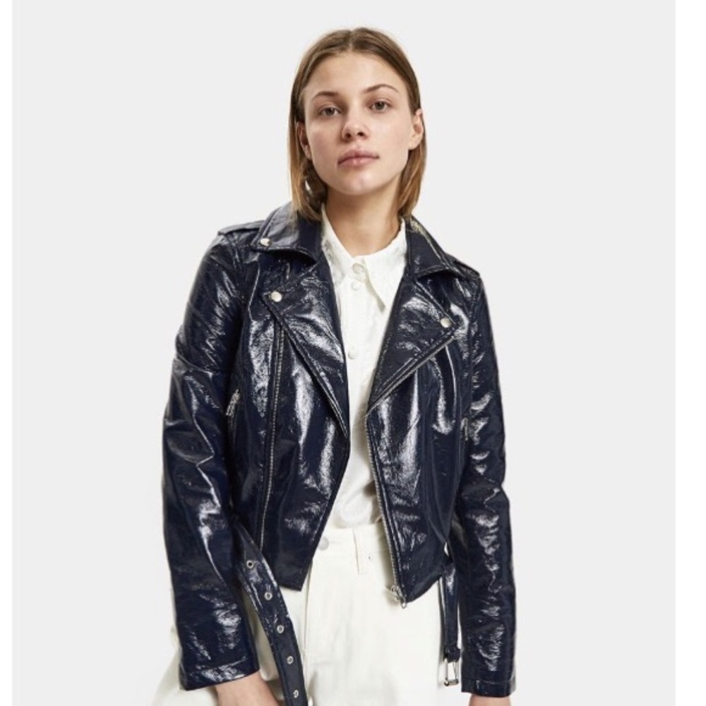 Stelen Chelsy Patent Moto Jacket (Navy)